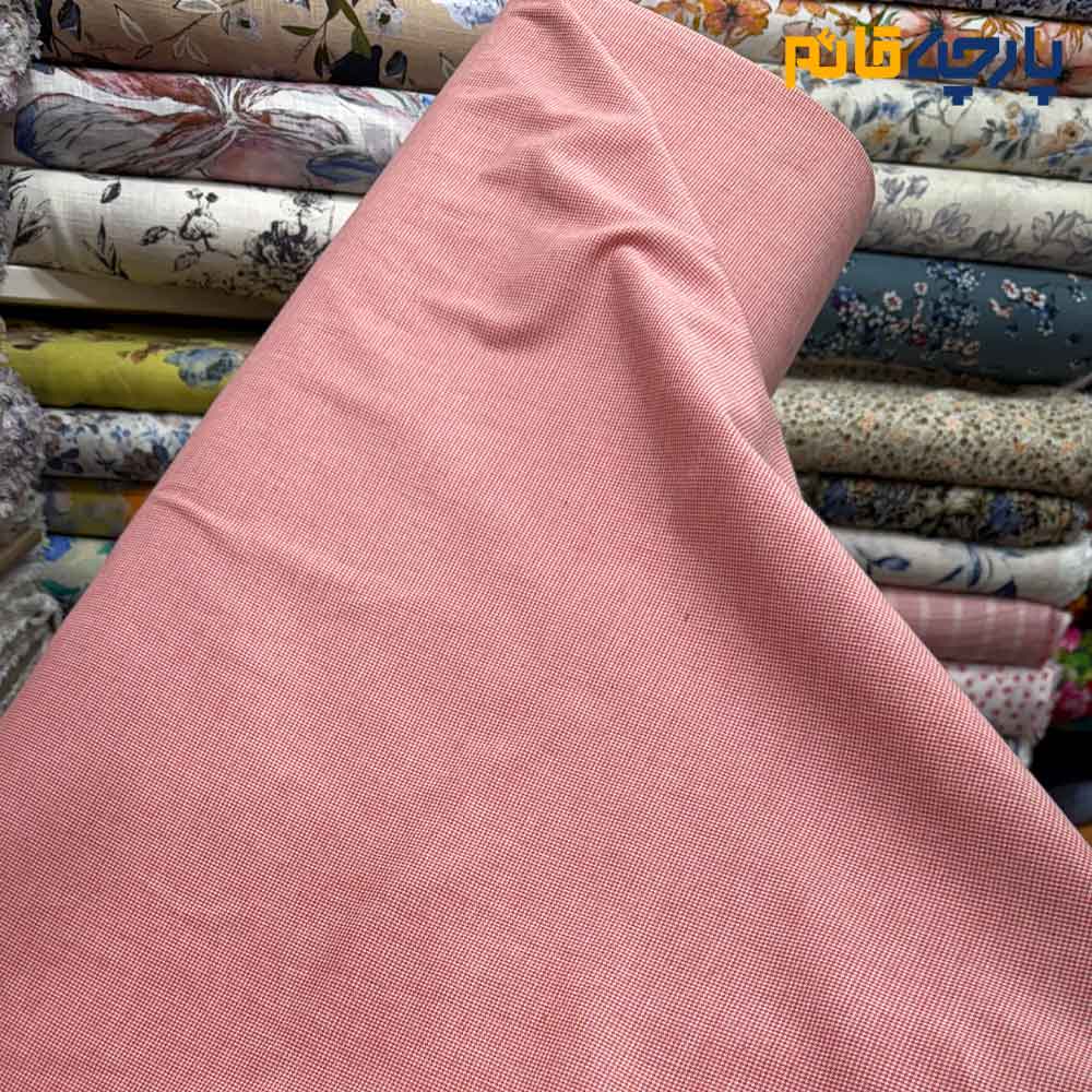پارچه بهاره و تابستانه کتان نخ ساده ریز بافت رنگ قرمز روشن خوشرنگ