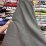پارچه بهاره و تابستانه کتان نخ ساده ریز بافت رنگ سبز زیتونی و سفید ۲ رو