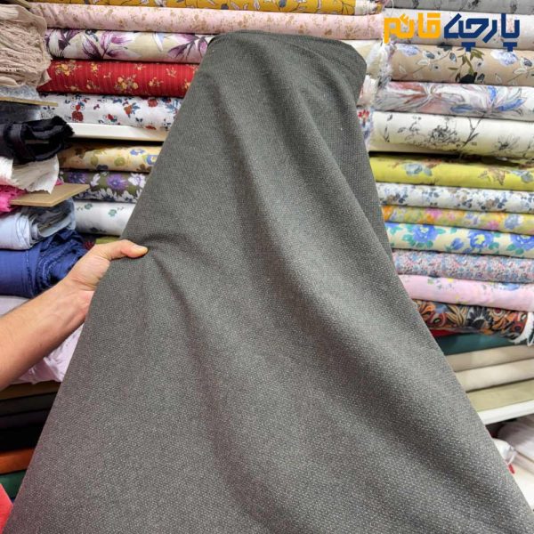 پارچه بهاره و تابستانه کتان نخ ساده ریز بافت رنگ زیتونی متوسط