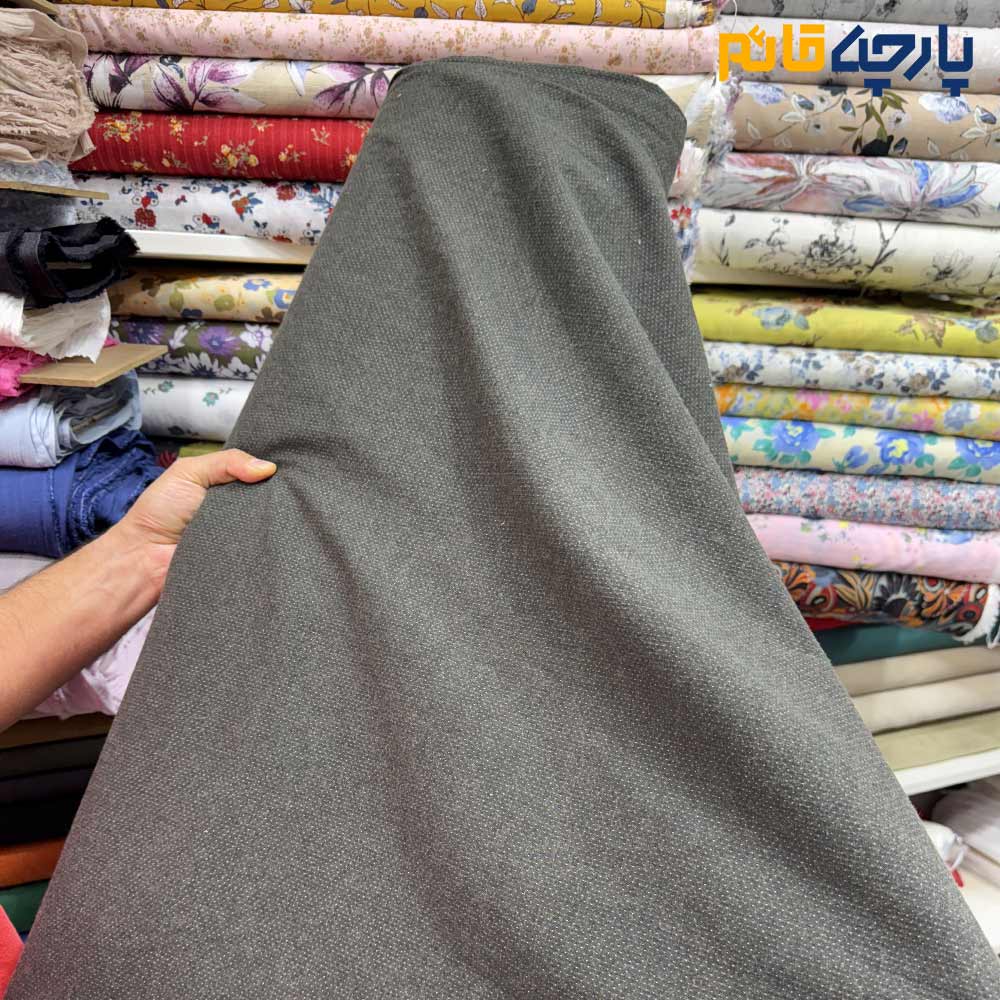 پارچه بهاره و تابستانه کتان نخ ساده ریز بافت رنگ زیتونی متوسط