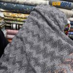 پارچه بهاره و تابستانه میسونی بهاره ایتالیایی طرح برجسته رنگ طوسی روشن و نقره ای