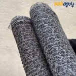 پارچه مجلسی تور کتان ایتالیایی طرح ۳ بعدی گل رز رنگ برنزی