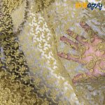 پارچه مجلسی دانتل ایتالیایی طرح شاخه ای رنگ طلایی خردلی