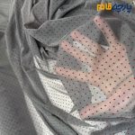 پارچه مجلسی دانتل کره کشی خالدار رنگ زرشکی