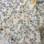 پارچه بهاره تابستانه لینن طرحدار ایتالیایی زمینه کرم شیری گل ریز