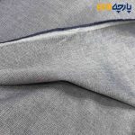 پارچه بهاره و تابستانه کتان نخ ساده ریز بافت رنگ سرمه ای سفید ۲ رو