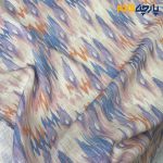 پارچه بهاره تابستانه لینن طرحدار ایتالیایی زمینه کرم شیری گل ریز