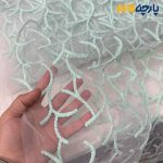 پارچه مجلسی دانتل ترکیه طرح برجسته پفکی رنگ سبز آدامسی روشن