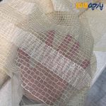پارچه مجلسی دانتل ایتالیایی طرخ خطی خاص رنگ شیری