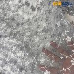 پارچه مجلسی تور کتان طرح گل متوسط و شاخه رنگ طوسی روشن و سفید زمینه اورگاندی