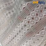 پارچه مجلسی تور کتان طرح دایره و‌خط رنگ صورتی پنککی