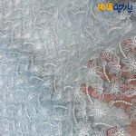 پارچه مجلسی تور کتان طرح گل و شاخه برجسته زمینه اورگانزا رنگ آبی فیروزه ای روشن