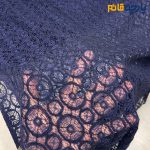پارچه مجلسی تور کتان کره ای رنگ سرمه ای روشن طرح دایره ریز و متوسط