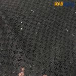 پارچه مجلسی تور کتان ایتالیایی رنگ مشکی طرح مربعی لمه دوزی