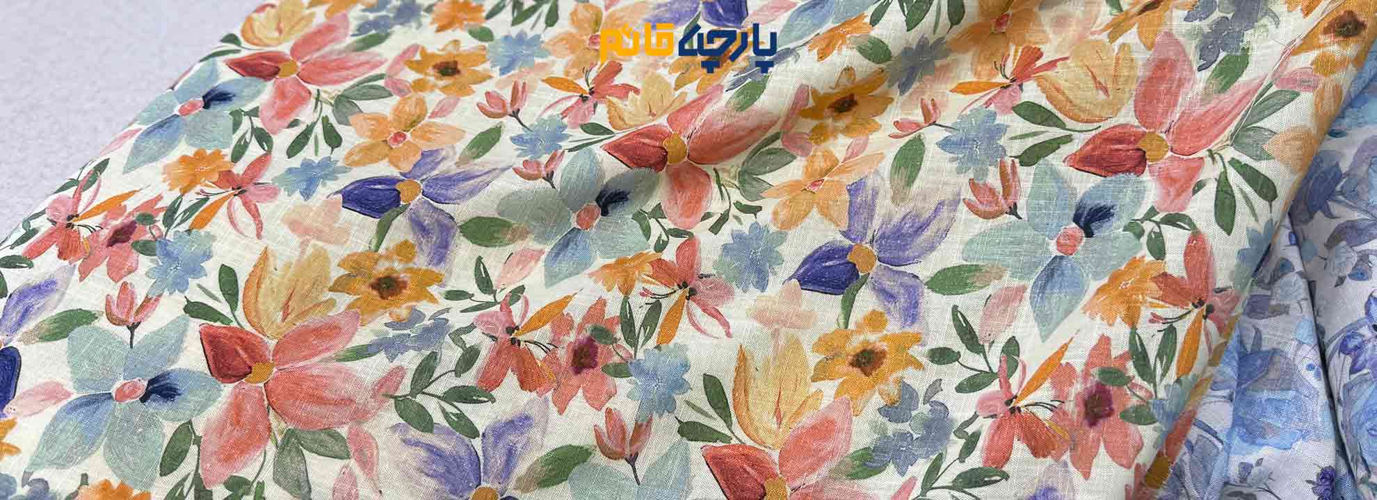 لینن طرح دار ایتالیایی گل های ابرنگی