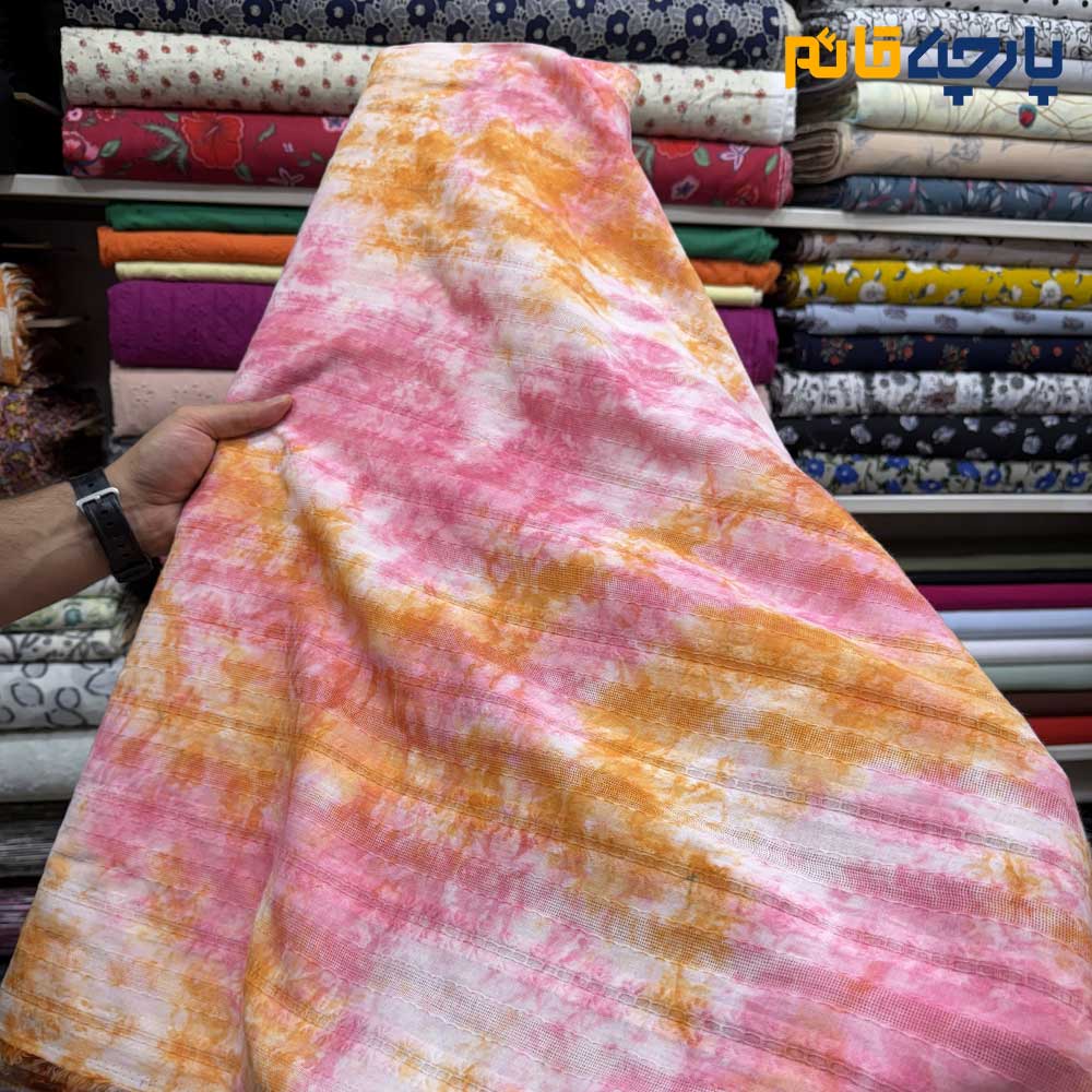 Spring and summer Korean patterned linen fabric Fire-colored watercolپارچه بهاره و تابستانه لینن طرحدار کره ای آب رنگی آتیشی طرح از خود our design by yourself