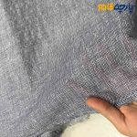 پارچه بهاره و تابستانه لینن طرحدار کره ای طرح مربع ریز نامنظم رنگ سرمه ای نقره ای