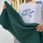 پارچه پاییزه و زمستانه بافت طرح ریز رنگ سبز یشمی متوسط