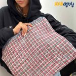 پارچه پاییزه و زمستانه شانل پشم ایتالیایی طرح ریز رنگ سبز و قرمز ژورنالی