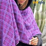 پارچه پاییزه و زمستانه شانل پشمی ایتالیایی طرح مربع نامنظم رنگ بنفش ارغوانی سفارشی