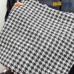 پارچه پاییزه و زمستانه شانل پشمی ایتالیایی طرح پیردوپل رنگ مشکی ذغالی سفید سفارشی