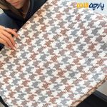 پارچه پاییزه و زمستانه شانل پشمی ایتالیایی طرح پیردوپل درشت رنگ طوسی خردلی آستر دار