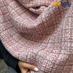 پارچه پاییزه و زمستانه شانل پشمی ایتالیایی بافت ریز رنگ صورتی روشن و سبز و خردلی