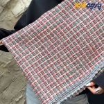 پارچه پاییزه و زمستانه شانل پشم ایتالیایی طرح ریز رنگ سبز و قرمز ژورنالی