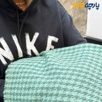 پارچه پاییزه و زمستانه شانل پشمی ایتالیایی طرح پیردوپل متوسط رنگ سبز ماچا