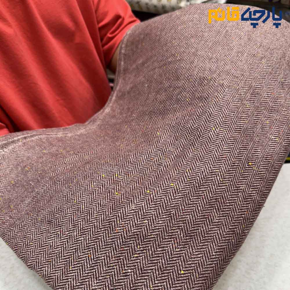 پارچه پاییزه و زمستانه کشمیر جناقی زرشکی با دونه های رنگی