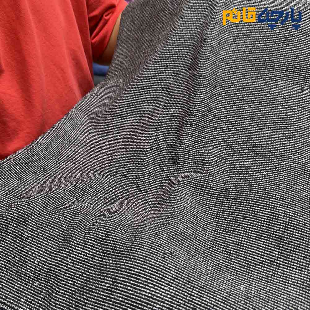 پارچه پاییزه زمستانه لینن پاییزه بافت ریز رنگ مشکی تیره با سفید