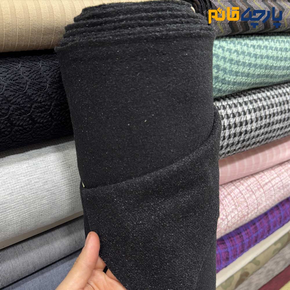 پارچه پا ییزه و زمستانه فوتر مشکی لمه دار ژاپن