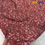 پارچه بهاره و تابستانه وال طرحدار کره زمينه قرمز طرح ريز كرم