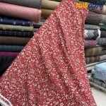 پارچه بهاره و تابستانه وال طرحدار کره زمينه قرمز طرح ريز كرم