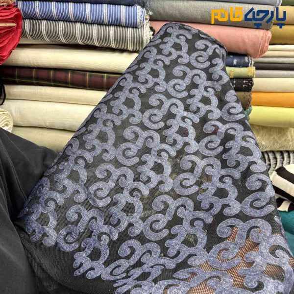 پارچه مجلسی تور کتان ایتالیایی خامه دوزی جین خاص