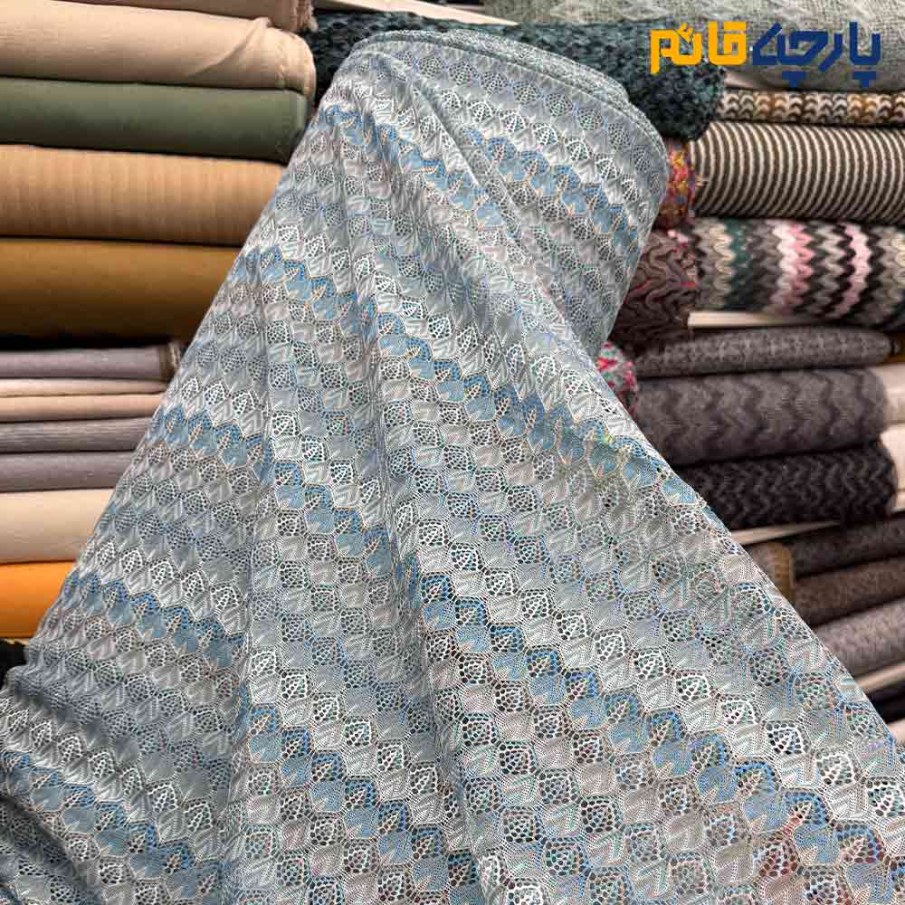 پارچه بهاره و تابستانه میسونی کره ای رنگ خاص آبی طوسی و کرم
