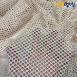 پارچه مجلسی تور کتان کره ای طرح لونه زنبوری رنگ کرم طبیعی
