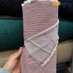 پارچه جین متوسط راه راه زرشکی سفید راه ریز
