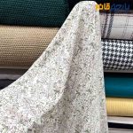 پارچه بهاره و تابستانه کرپ نخ طرحدار گل متوسط رنگی زمینه کرم روشن بژ