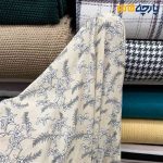 پارچه بهاره و تابستانه وال طرحدار زمینه کرم بژ روشن گل سفید خاص