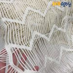 پارچه مجلسی تور کتان کره ای حاشیه ریشه دار رنگ کرم شیری