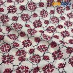 پارچه بهاره تابستانه وال طرحدار زمینه کرم طرح زرشکی