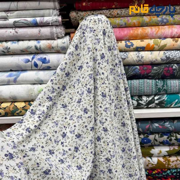 پارچه بهاره و تابستانه کرپ نخ طرحدار گل ریز بهاری عرض ۱۵۰