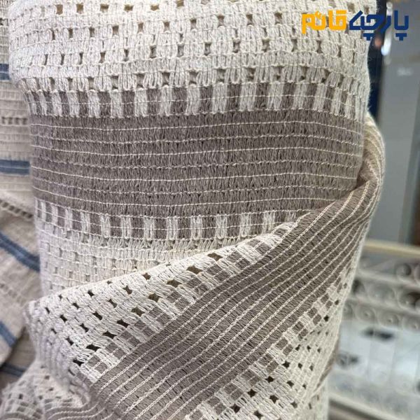 طرحدار هندی طرح میسونی رنگ کرم طبیعی