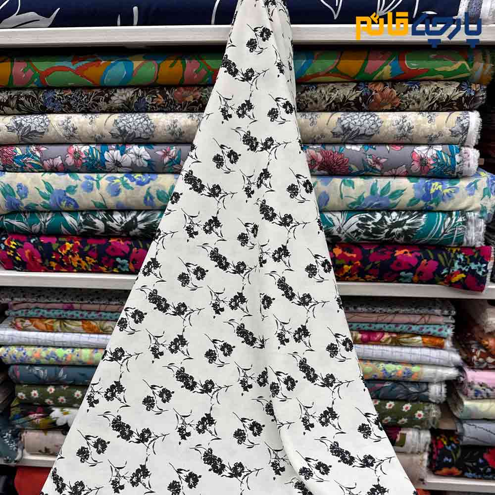 کرپ نخ طرحدار زمینه سفید آفوایت
