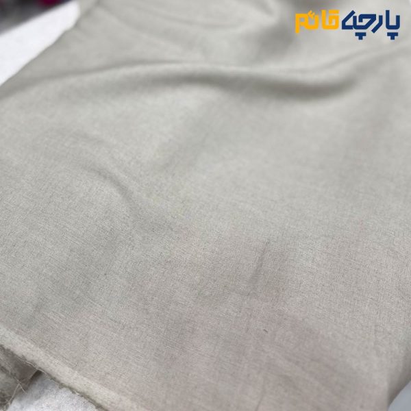 پارچه بهاره تابستانه لینن سفارشی ساده ریزشی رنگ کرم زیتونی خاص عرض ۱۵۰