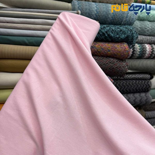 پارچه بهاره تابستانه لینن ساده سفارشی رنگ صورتی آدامسی روشن عرض ۱۴۵