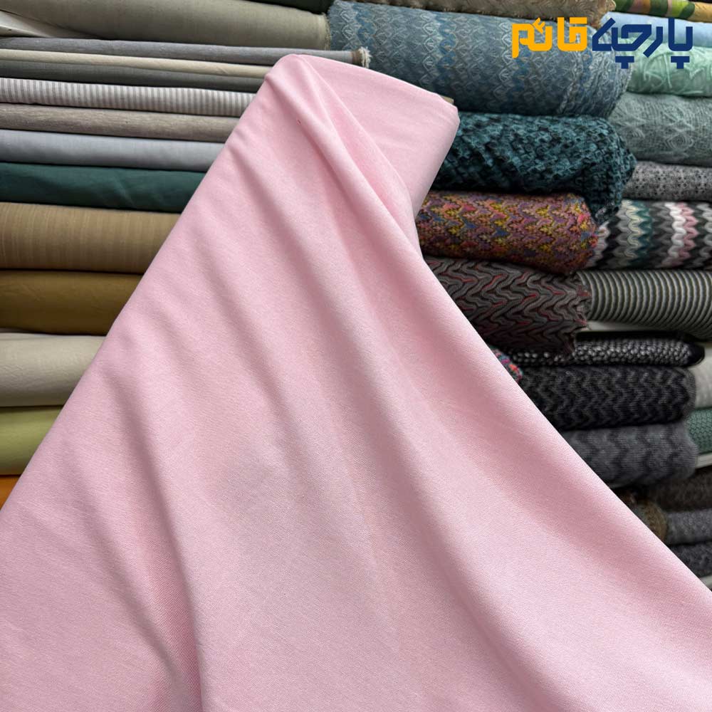 پارچه بهاره تابستانه لینن ساده سفارشی رنگ صورتی آدامسی روشن عرض ۱۴۵