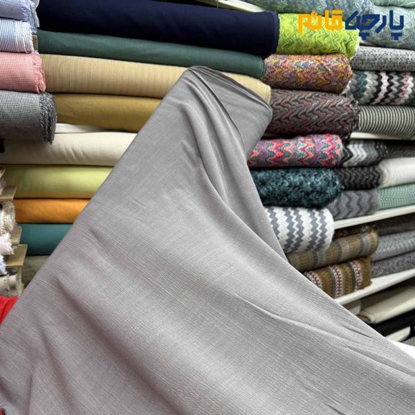 پارچه لینن ساده کرشه رنگ طوسی روشن