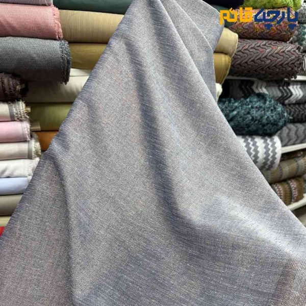 پارچه مجلسی تور کتان لمه بافت رنگ سرمه ای نقره ای